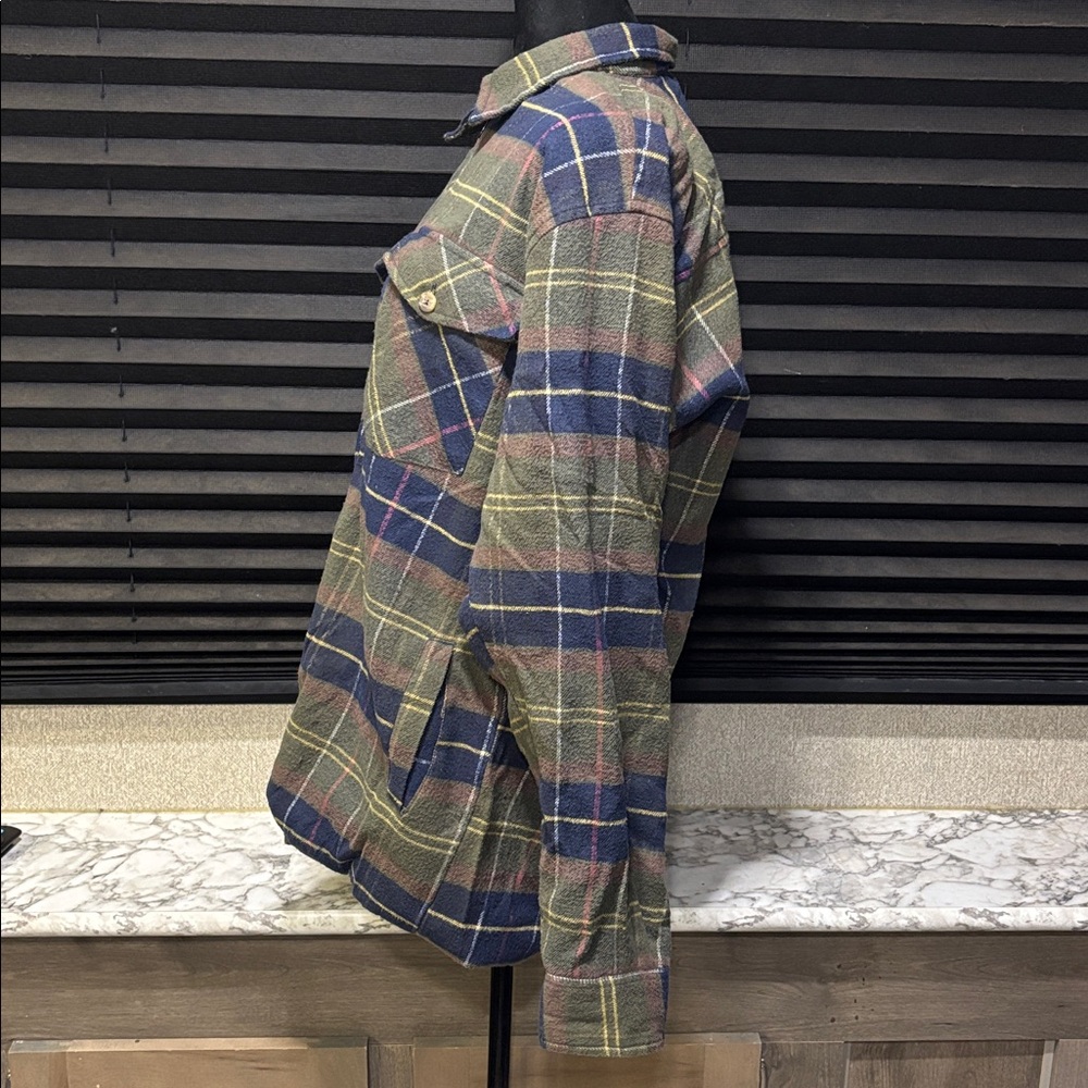 Northern Expedition Limited Men’s Green Plaid Heavyweight Zip Front Flannel MED - Picture 5 of 10